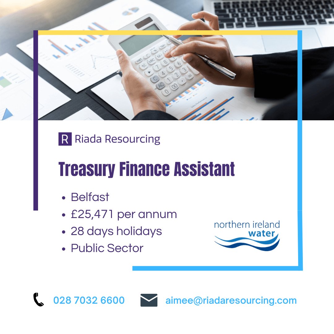 Treasury Finance Assistant - Belfast 📍 Do you come from a finance background and looking a move into the Public Sector? Apply today to find out more 📲 vacancies.riadaresourcing.com/vacancies/3428… #nijobs