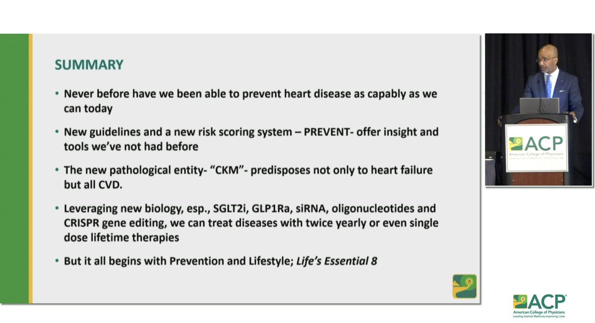 Incredible talk this morning at #ACP2024 by @NMHheartdoc highlighting key updates in cardiovascular disease 🫀 including a the new entity of #CardiovascularKidneyMetabolic syndrome, emerging guidelines and a new risk scoring system #IM2024 #MedTwitter #CardioTwitter