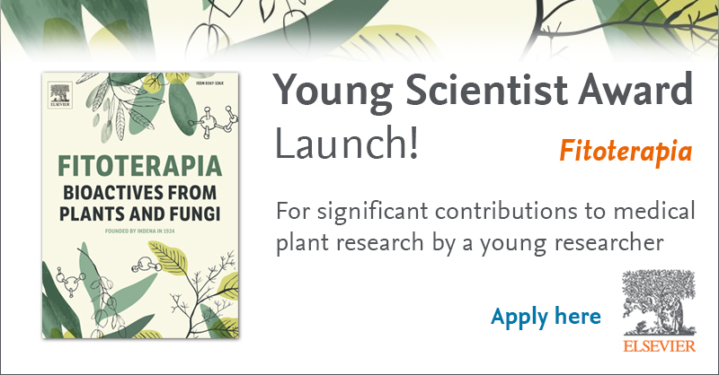 Fitoterapia Young Scientist Award! The journal Fitoterapia turns 100 years old this year. To celebrate this landmark anniversary, a dedicated Special Issue has been launched! Find out more here! spkl.io/60184FASG