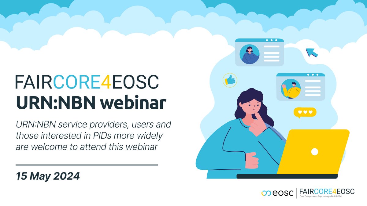 New #webinar alert 🚨 Join us for an exciting URN:NBN #webinar hosted by @NatLibFi, and discover the #PID meta resolver developed for EOSC Association by the #FAIRCORE4EOSC project. 💡 🗓️ 15 May, 2024 ⏰ 9:00 AM - 12:00 PM CEST Save your seat now! 👉🏻 shorturl.at/koG67