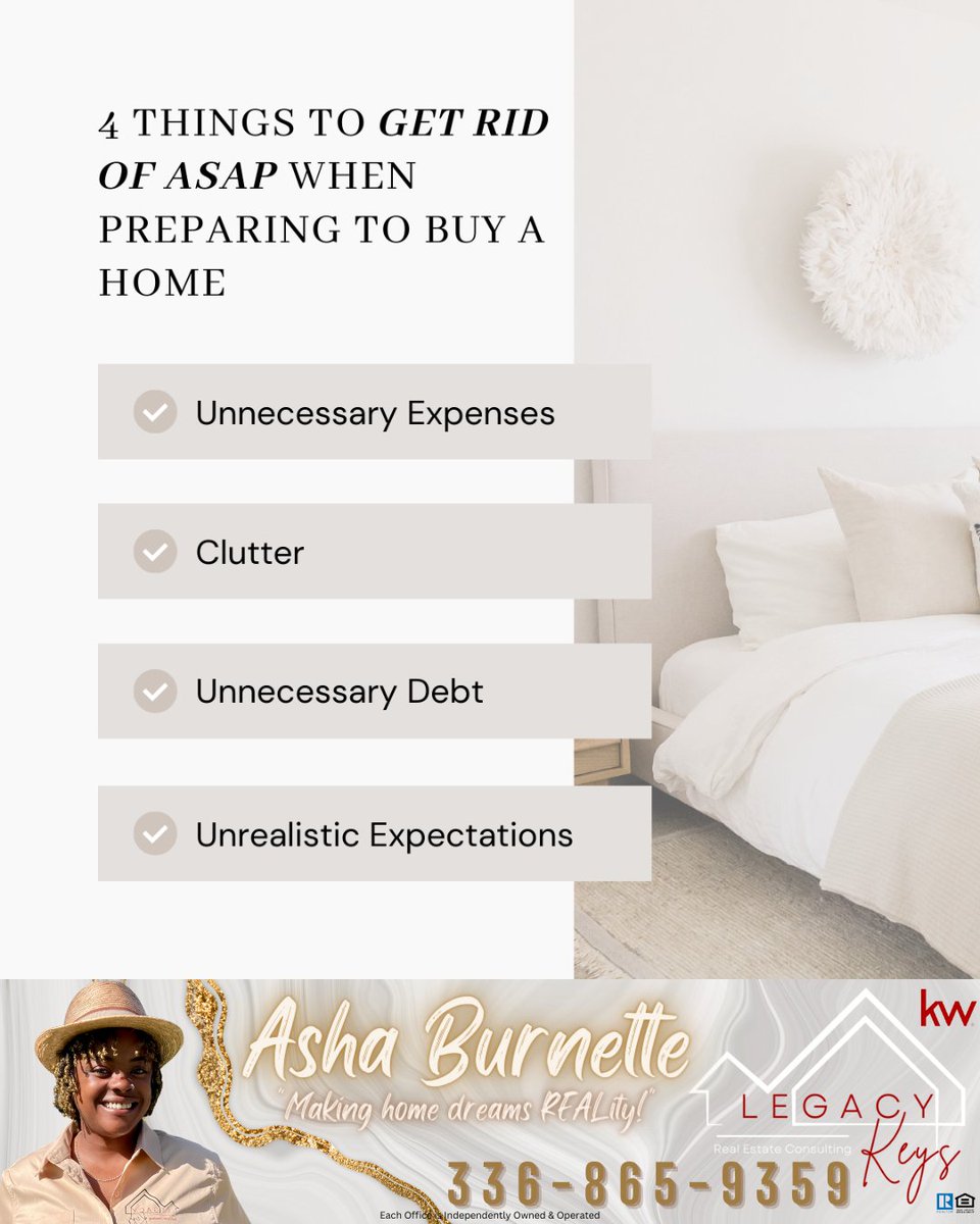 Want more insights on making your home buying journey smooth? Call or text us today!

#homebuyingprep #budgetingtips #decluttering #financialhealth #realestateadvice #realtor #homebuying #expectations #home #goals