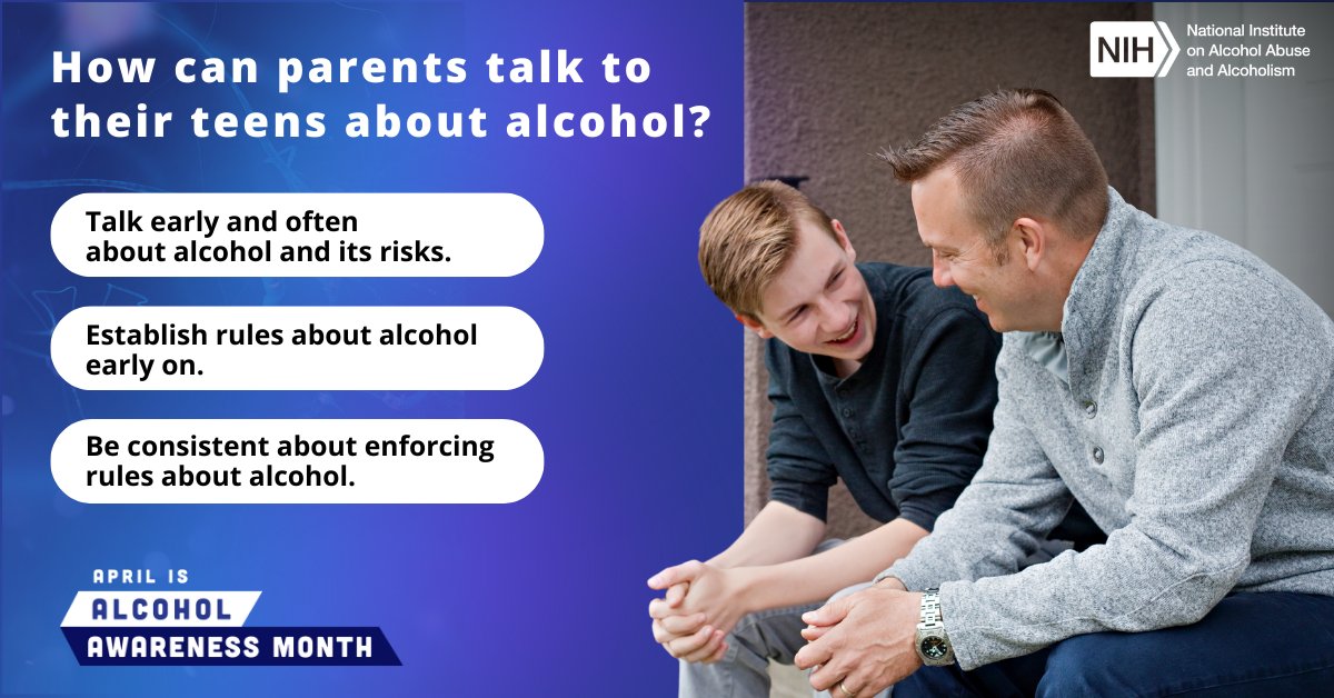 In children and adolescents, alcohol can interfere with normal brain development. Parents have more influence than they might think on their child’s views about alcohol. Use these tips to talk to your teens about alcohol. niaaa.nih.gov/publications/b… #AlcoholAwarenessMonth