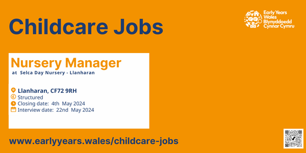JOBS IN CHILDCARE Selca Day Nurseries have an opportunity for a passionate and motivated Nursery Manager to join their dedicated team. Closing date: 4th May. For more information on how to apply, head over to: earlyyears.wales/en/childcare-j…