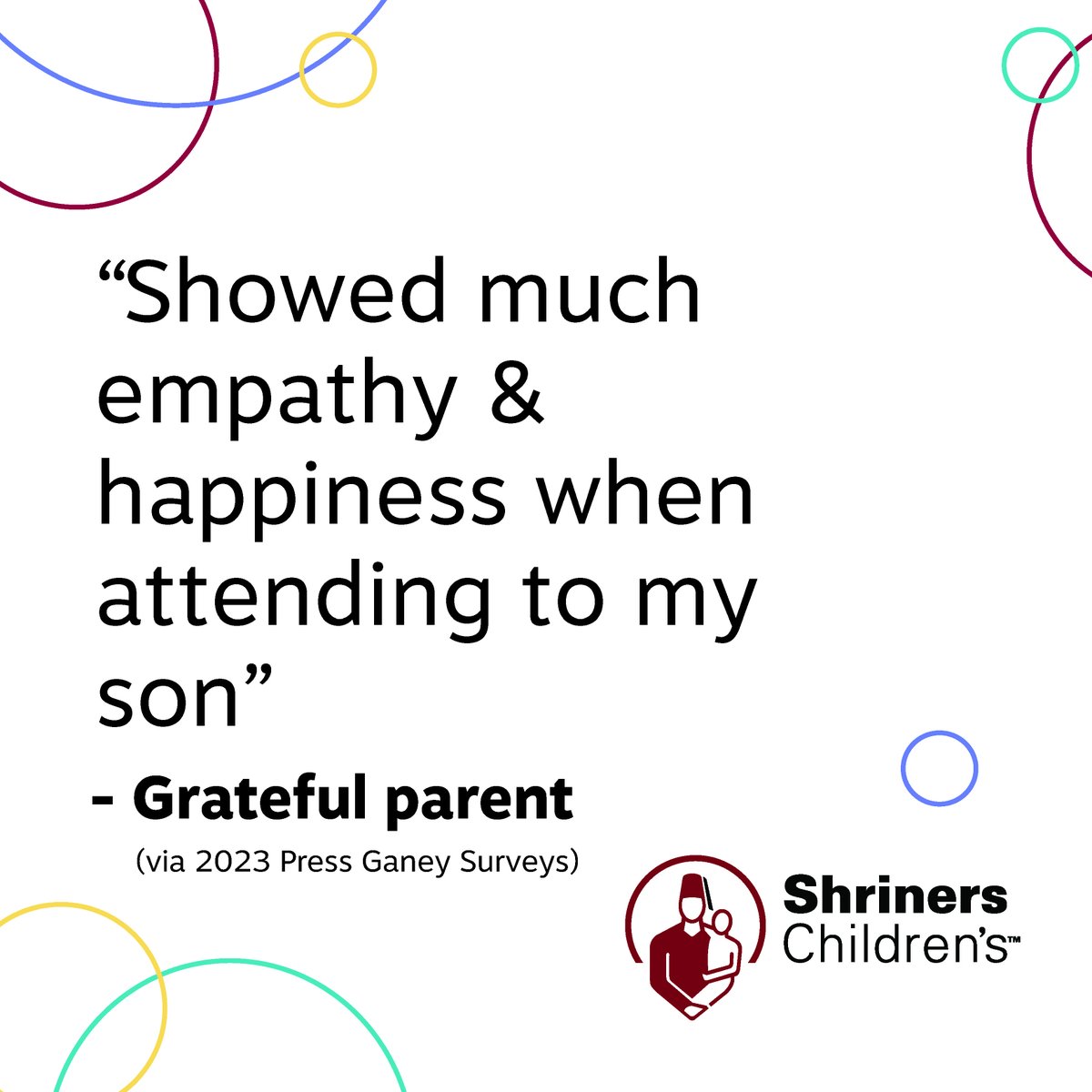 What our grateful parents have to say when surveyed...
#FeelGoodFriday #ShrinersChildrens #PediatricOrthopedics #PressGaneyComments