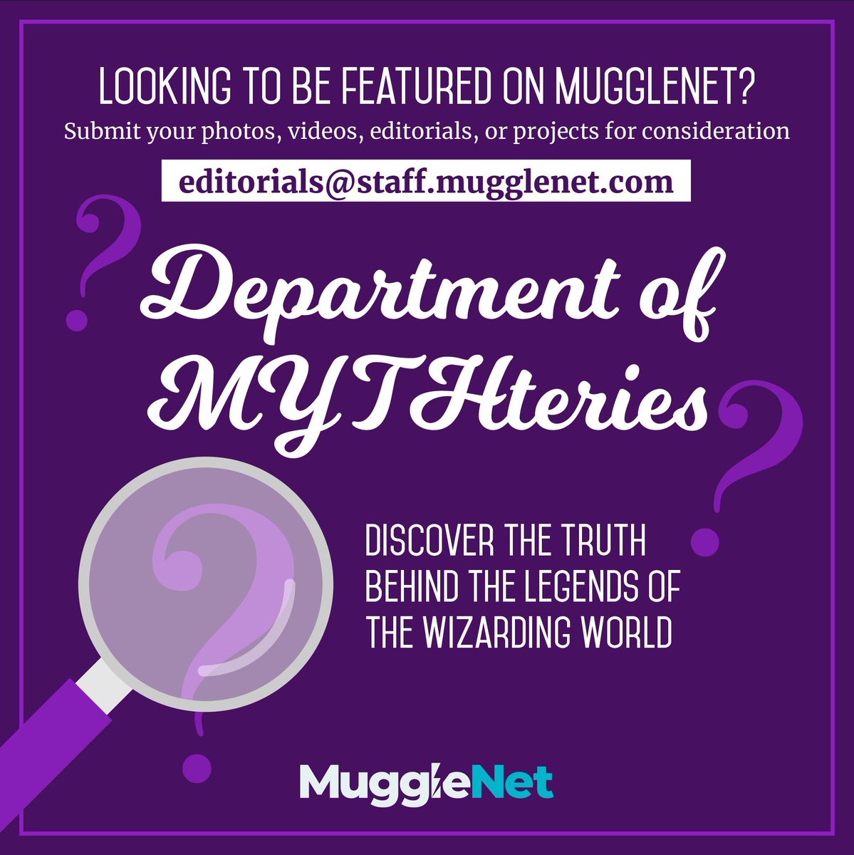 If you're aiming to get showcased on #MuggleNet, feel free to send in your #articles via the email provided below.