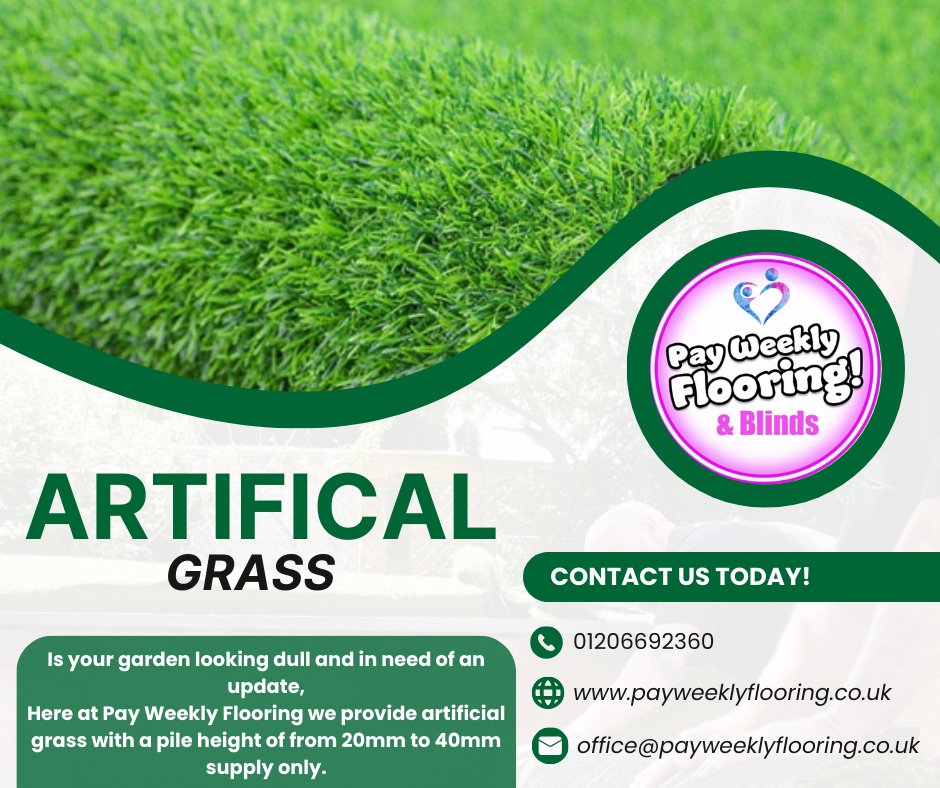 Upgrade your garden with Artificial Grass from Pay Weekly Flooring! 🌱 No interest, no credit checks, 100% acceptance - starting at £10/week! #ArtificialGrass #PayWeekly #NoCreditCheck #GardenGoals 🏡✨