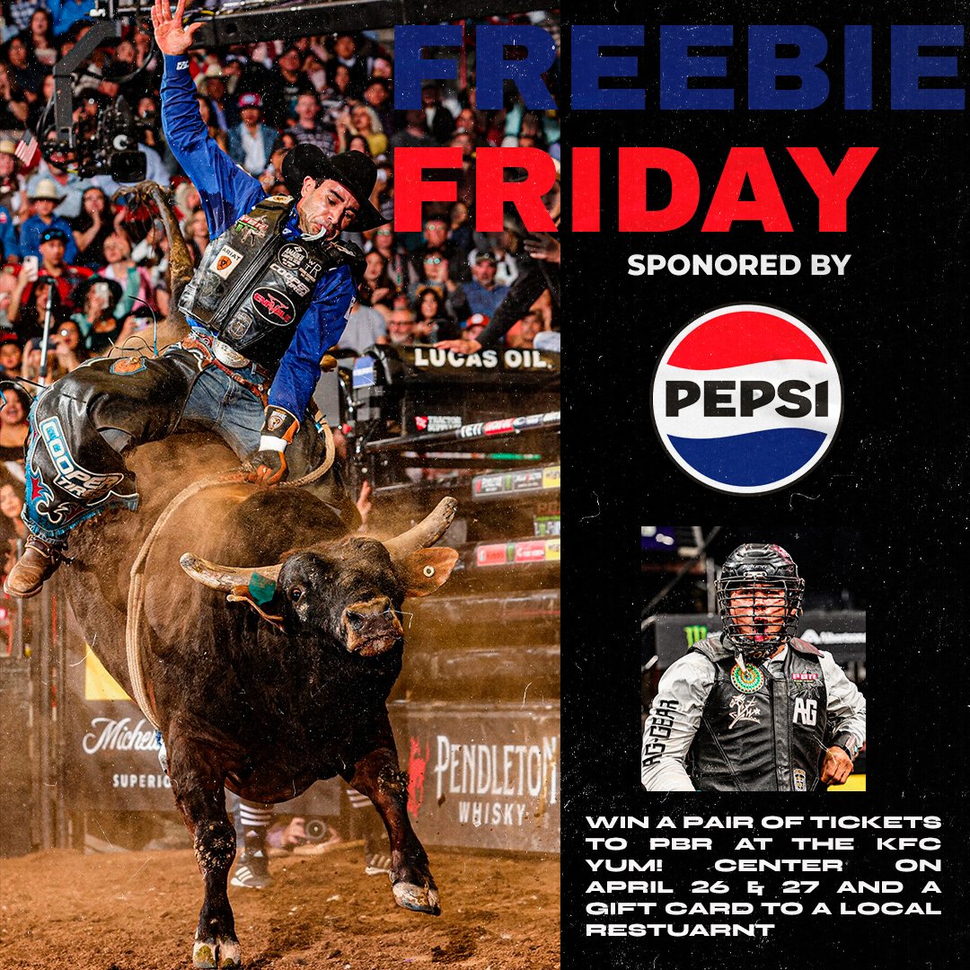 It's Freebie and our partner Pepsi is giving you a chance to win a pair of tickets to PBR at the KFC Yum! Center on April 26 & 27 plus a $100 gift card to a local restaurant. Enter at the link below. 🗳️: bit.ly/FreebieFridayP…