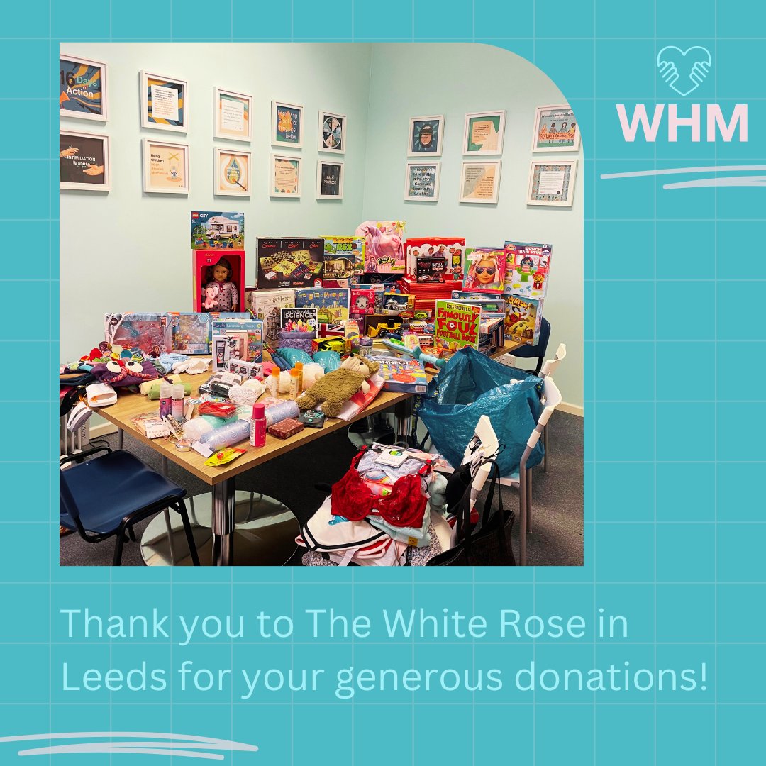 Thank you to the White Rose Shopping Centre for their generous donations of clothes, toiletries, jewellery and toys for the women and children that we support at Women's Health Matters. Donations like this allow us to provide women and their children with the things they need.