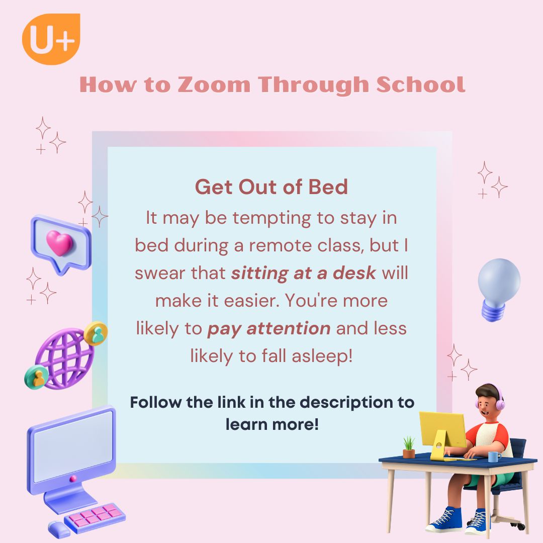 Rise and shine, remote learners! ☀️✨ While staying cozy in bed sounds tempting, sitting at a desk can do wonders for your focus during class. Stay engaged, and let's make the most out of our remote learning journey together! 💻 Learn more: ow.ly/gBZV50QW1ih #RemoteLearning