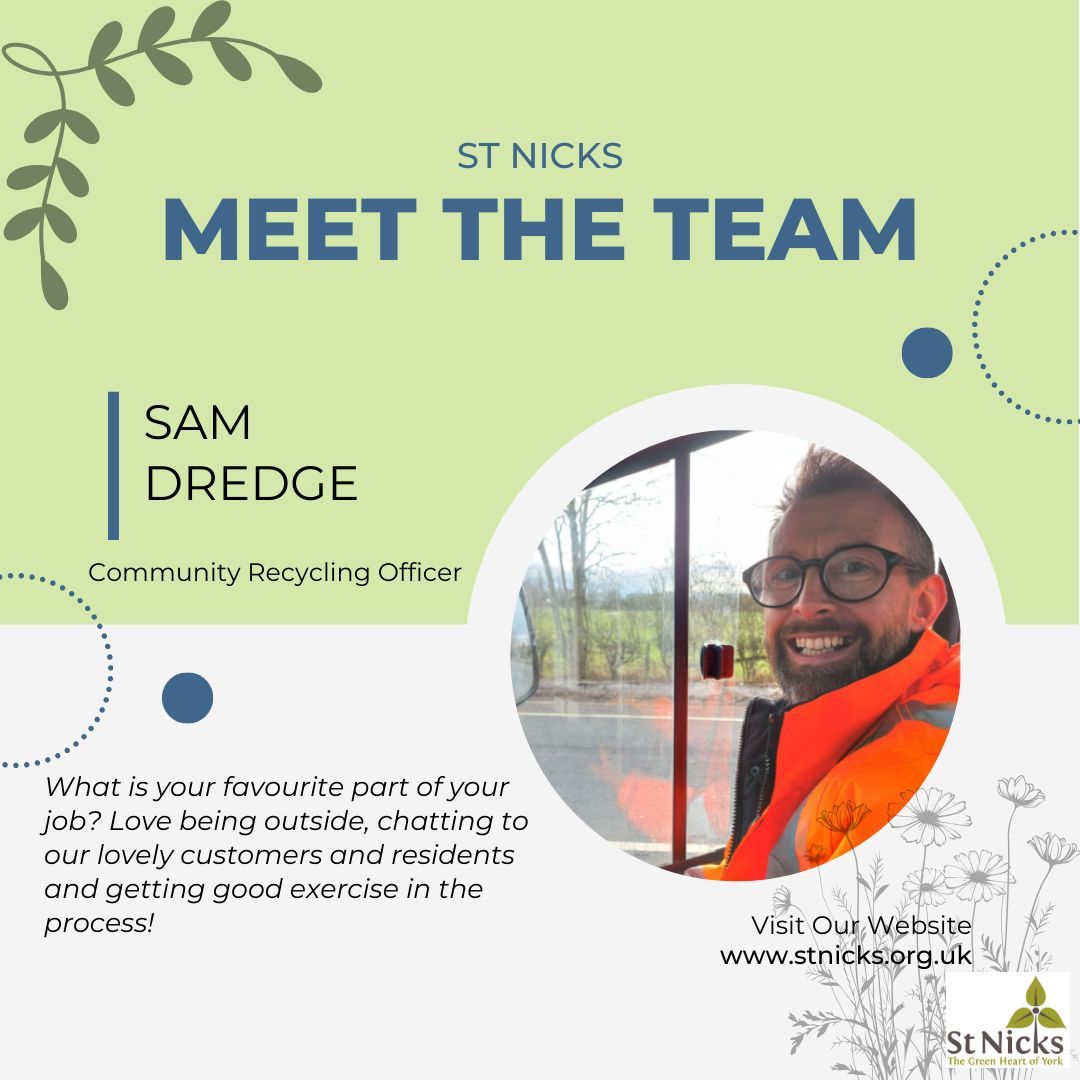 Meet the team: Sam! Sam, is one of the newest members of the Recycling Team, having joined us in January this year.