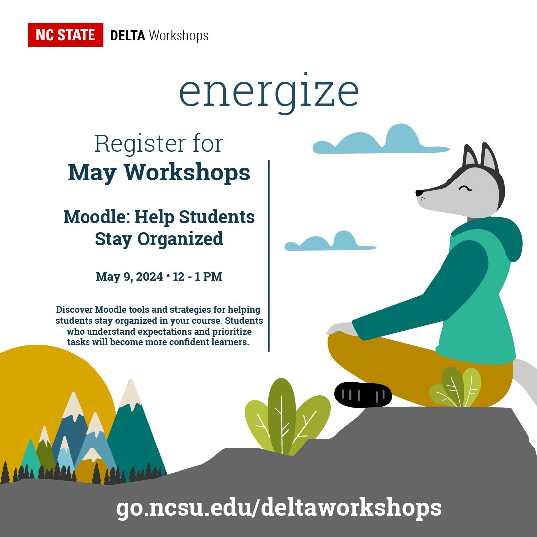 Discover @Moodle strategies and exciting #TipsandTricks for helping your students stay organized and become more confident learners 🤟 in this virtual workshop. @WolfpackAtWork @NCStateOFE @ncsulibraries @NCStateOnline Register: 
ow.ly/xe6O50R6Klg