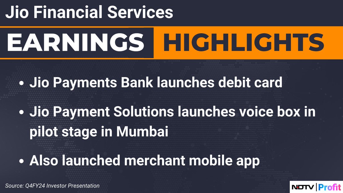 #JioPaymentsBank launches debit card. #Q4WithNDTVProfit 

For all the latest earnings updates, visit: bit.ly/37kV0CO