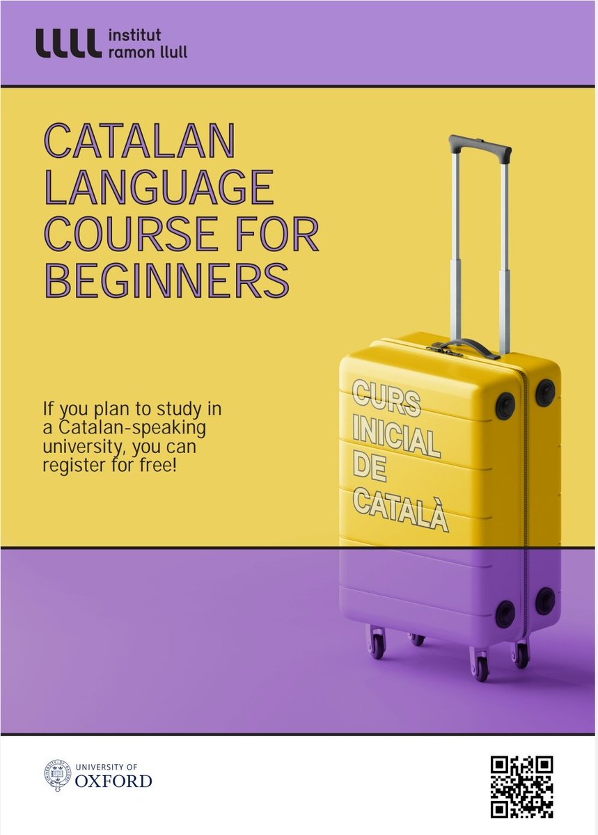 Planning on studying in a Catalan-speaking university next year?✈️🎓 Intensive beginner from scratch Catalan courses available for free. See QR code.