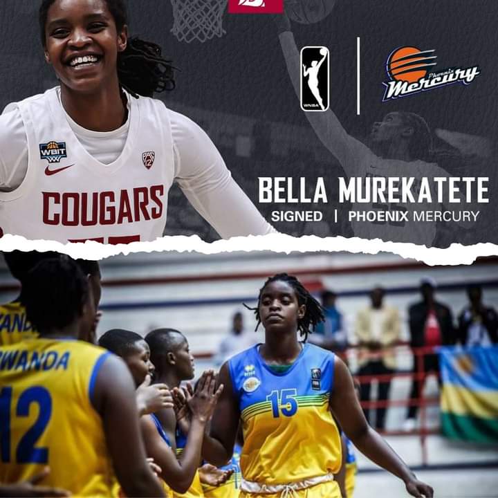 Rwandan player @bella_m55 has signed a @WNBA Training Camp contract with the Phoenix Mercury Congratulations 🎉 @ferwabaRW @rbarwanda #GoCougs | #Rwanda @PhoenixMercury @UsherKomugisha @afrobasketwomen @Afrihoops @afroballers @BballNaija @Basket_Senegal @fibb_ci @LASparks