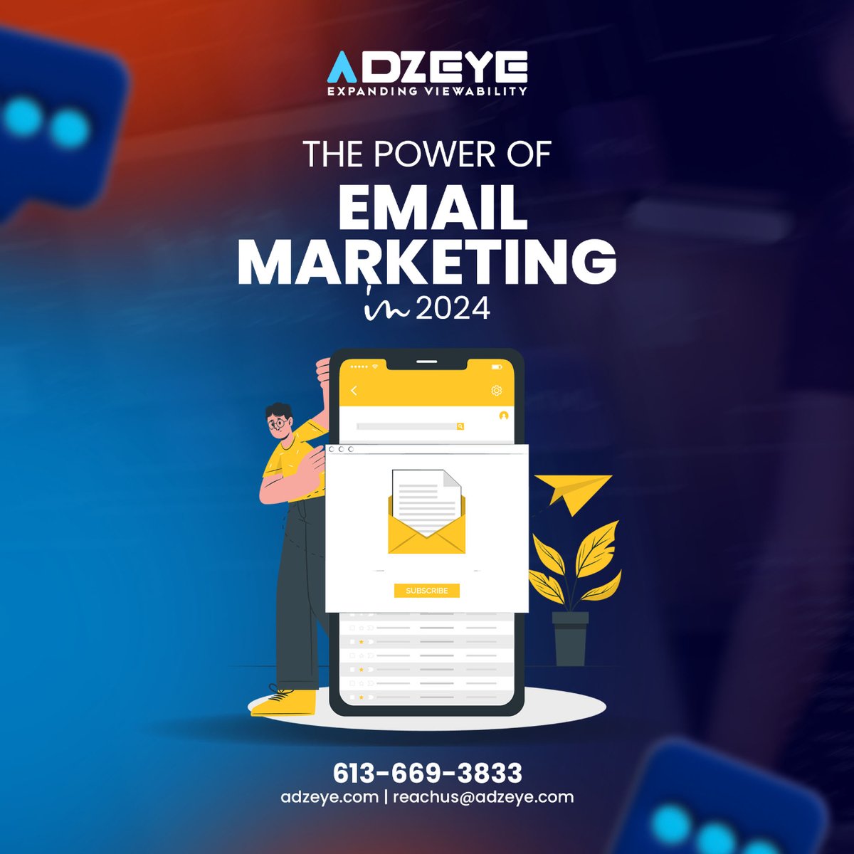 Don't underestimate the power of email marketing!

Adzeye can craft targeted email campaigns that nurture leads and drive sales.

#EmailMarketing #EmailMarketingCampaign #LeadNurturing #GrowYourBusiness #Adzeye
