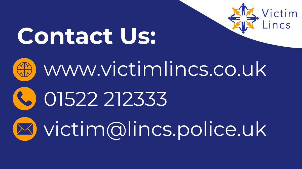 Victim Lincs is here to ensure that anyone living, working or studying in Lincolnshire gets the support they need if they have been the victim of crime. We want all victims and survivors to have access to the right support. For more information visit: 💻victimlincs.co.uk