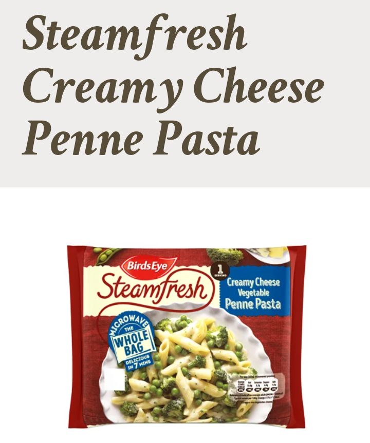 Eve86g's tweet photo. @BirdsEyeUK I noticed this steamfresh creamy cheese pasta when doing my online food shop this morning. But after checking the ingredients I was disappointed to see you have used Non-Vegetarian cheese,meaning as a strict vegetarian I am unable to contemplate it. (Sad face) 😥 X https://t.co/ehwCeVWTyh