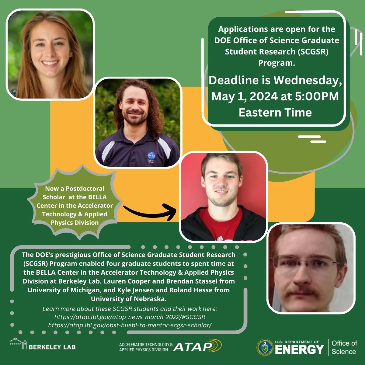 Attn Graduate students! Learn about the @DOEscience SCGSR program that offers exciting opportunities, and come work for us on cutting-edge #ParticleAccelerator research. Application deadline is May 1! @BerkeleyLab @ENERGY science.osti.gov/wdts/scgsr