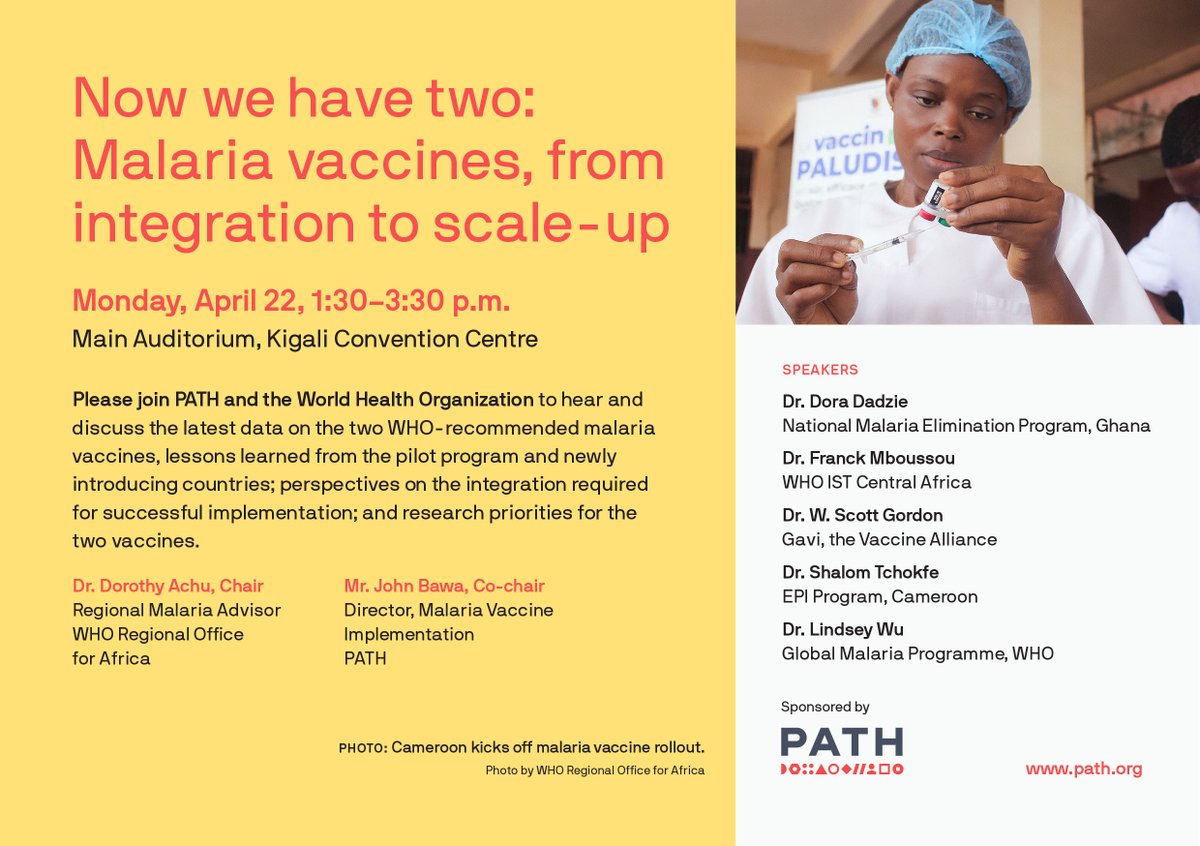 🚨🚨Attending MIM2024 in Kigali, Rwanda? Don't miss this insightful symposium on #malaria vaccines featuring alumni from our malaria leadership course: Dr Dorothy Achu, AFRO (2022) and John Bawa, PATH (2021)! #LeadershipMatters
