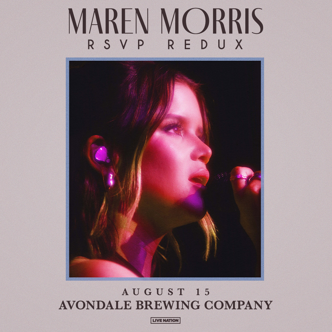 JUST ANNOUNCED ✨ @MarenMorris brings the RSVP Redux Tour to Avondale Brewing Co. on August 15! Tickets go on sale next Friday, April 26 at 10:00 AM ⭐️