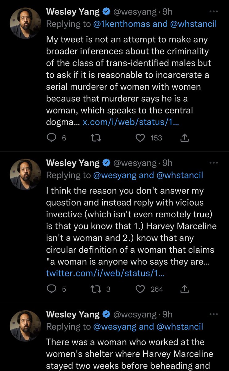 You do have to love how Yang’s pinned tweet is “Be normal! Don’t be obsessed with strange ideas!” And then you scroll down his feed and it’s 50 article-length tweets in 12 hours obsessing over trans people