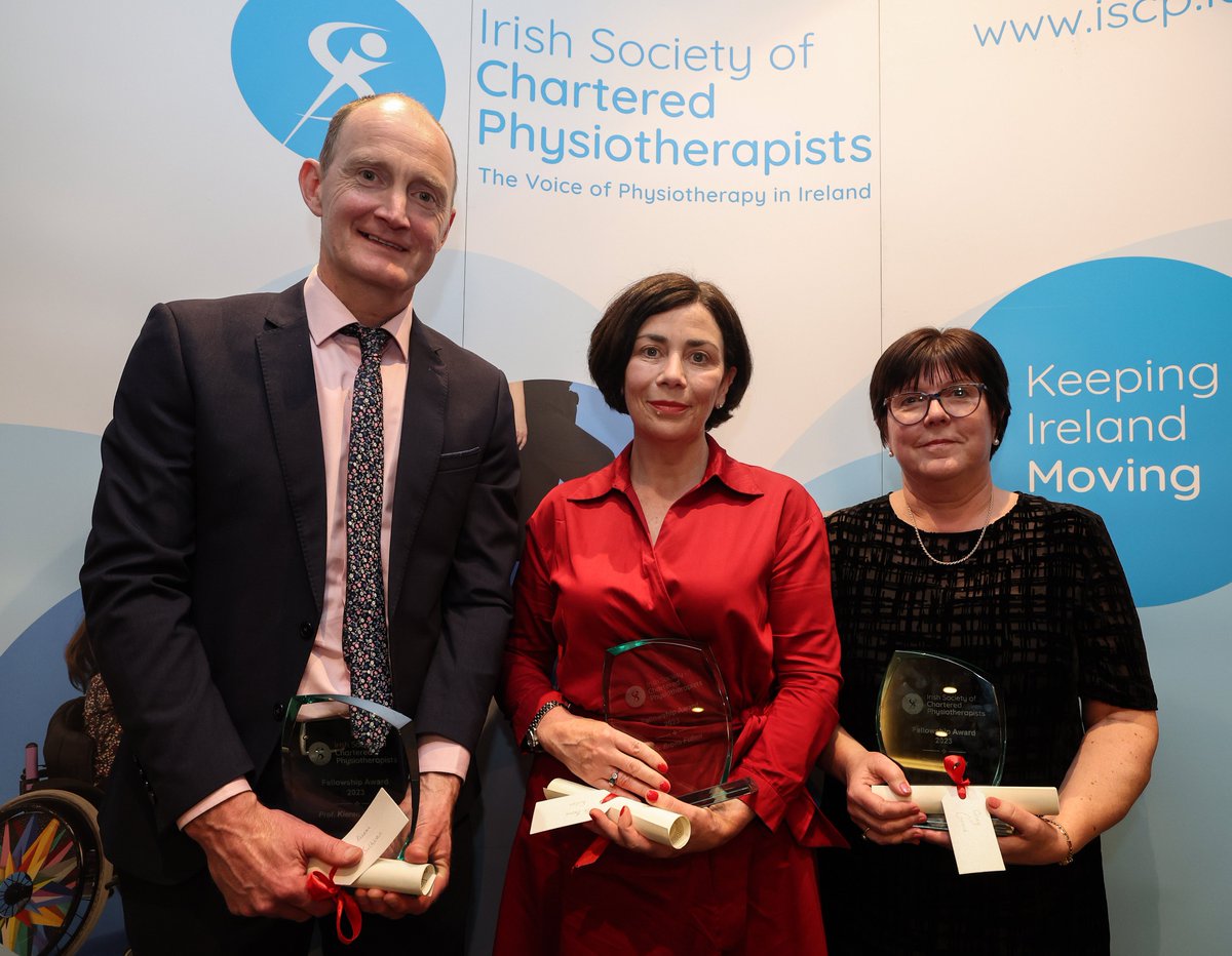 Congratulations to the newest Fellows of the Society; Professor Kieran O'Sullivan, Dr Brona Fullen and Cinny Cusack. Each is recognised for their outstanding contribution to physiotherapy.