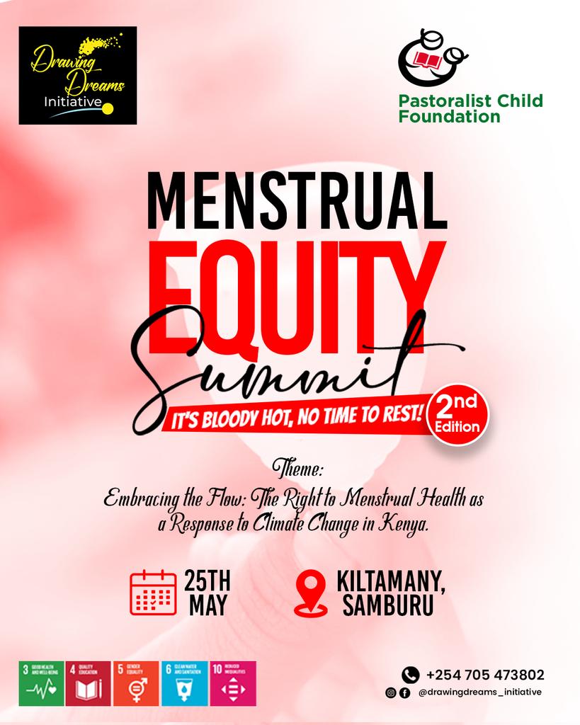 The 2nd #MenstrualEquitySummit 🇰🇪 is here!!!🩸Theme ~ Embracing the Flow : The Right to Menstrual Health as a Response to Climate Change in Kenya! 25th May in Samburu, register here docs.google.com/forms/d/1HG2j0… #Periodfriendlyworld #endperiodpoverty #wearecommited @KenyaChildFund