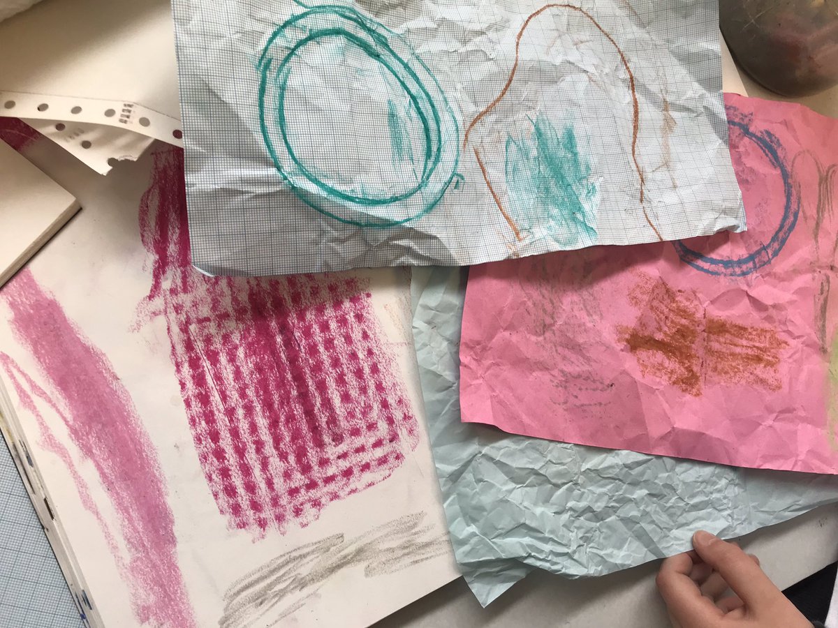 Year1 visited the art room today to create textured papers. We found different objects around the room to take rubbings off and then also scrumpled the paper. These will be used to create feathers next week. @accessart pathway work @pontypines @Artsmarkaward @AnneQuinton @NSEAD1