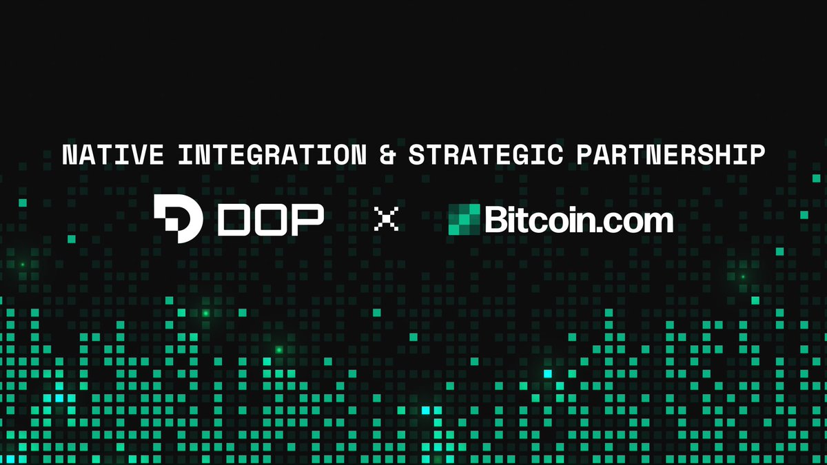 A major announcement was just made on stage at @Token2049! We are proud to announce a future native integration & strategic partnership with @BitcoinCom 

Our partnership will include the implementation of DOP's selective transparency features within the bitcoin.com