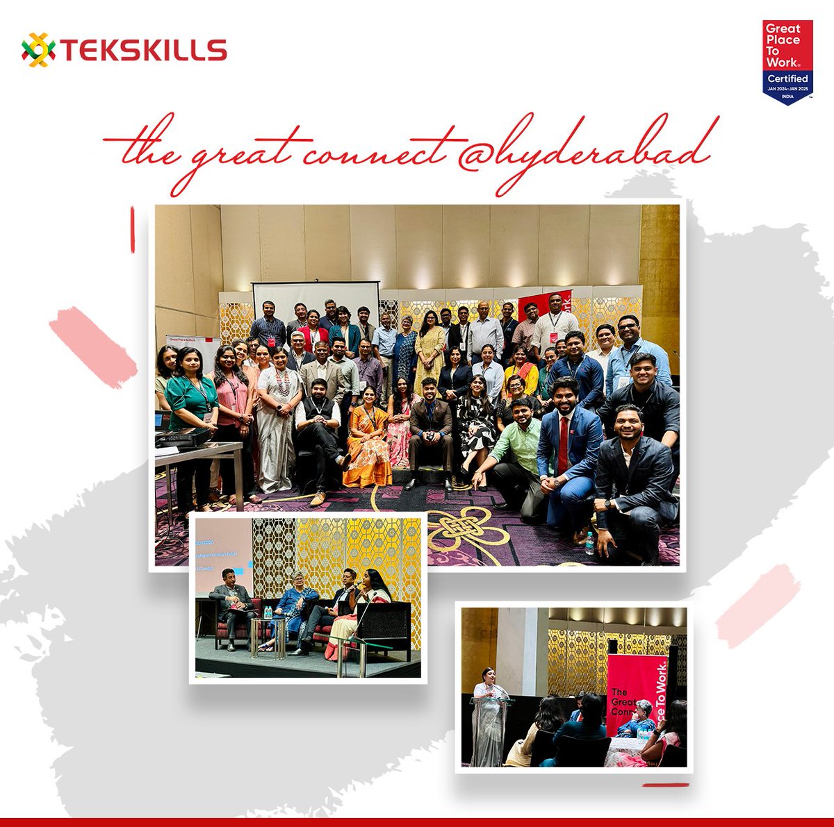 We were glad to participate in the esteemed #TheGreatConnect at Hyderabad. This engaging event offered invaluable insights through interactive sessions, making it an exceptional experience for all involved.

#GPTW4ALL #MakingIndiaAGreatPlaceToWorkForAll #TeamTekskills