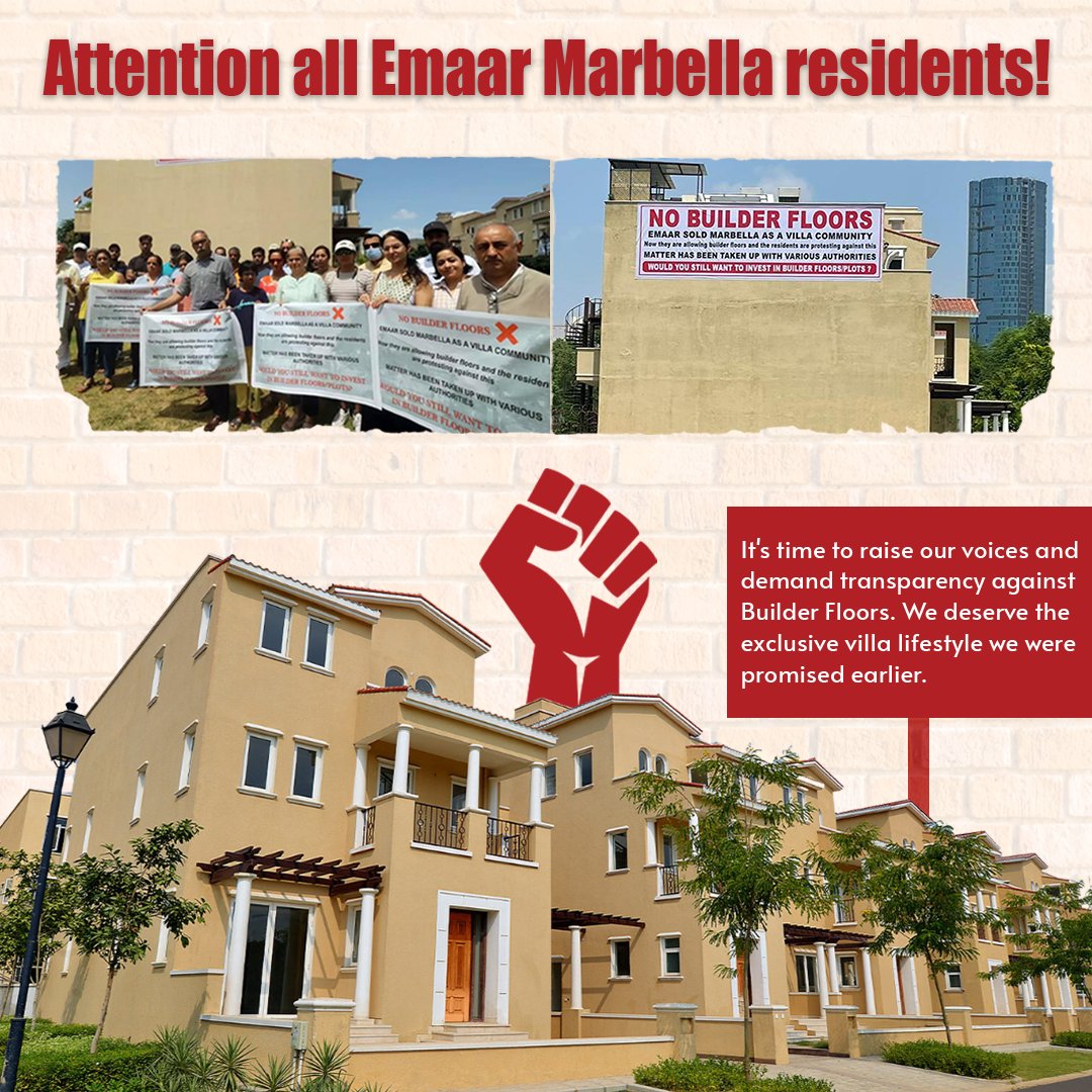 #EmaarMarbella Residents, Listen Up!
We're coming together to keep things clear and stick to our promise of a special villa life. We're saying no to unauthorized builder floors sneaking into our area. Let's keep our good life safe together! #gurgoan @emaardubai @mohamed_alabbar