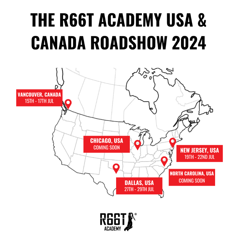 TheRootAcademy's tweet photo. 🚨 R66T ACADEMY USA &amp; CANADA ROADSHOW 2024 🚨

🇺🇸🇨🇦 We're excited to announce the details of our High Performance Camps in USA &amp; Canada this summer... 

Vancouver ✅
New Jersey ✅
Dallas ✅
North Carolina ⏳
Chicago ⏳

This is not to be missed! Book a place 👇

🏏 #r66tacademy