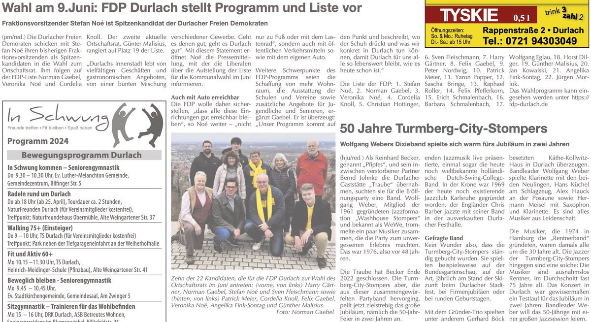 Danke für die schöne Bericht-Erstattung zu unserem Wahlprogramm und Liste der <a href="/FDP_Durlach/">FDP Durlach</a> zur Ortschaftsrats-Wahl im #DurlacherBlatt @durlacherblatt
💛🩷👍