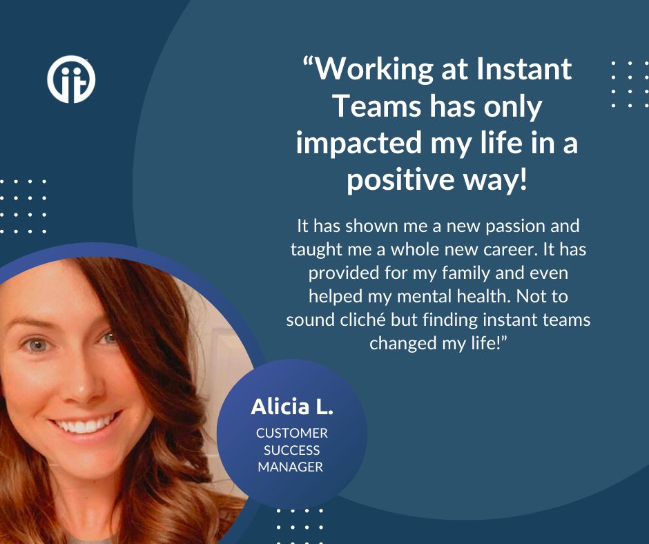 Check out what Alicia has to say about her time with us here at Instant Teams... #testimonial #employee #remotework #remotejob #career #growth