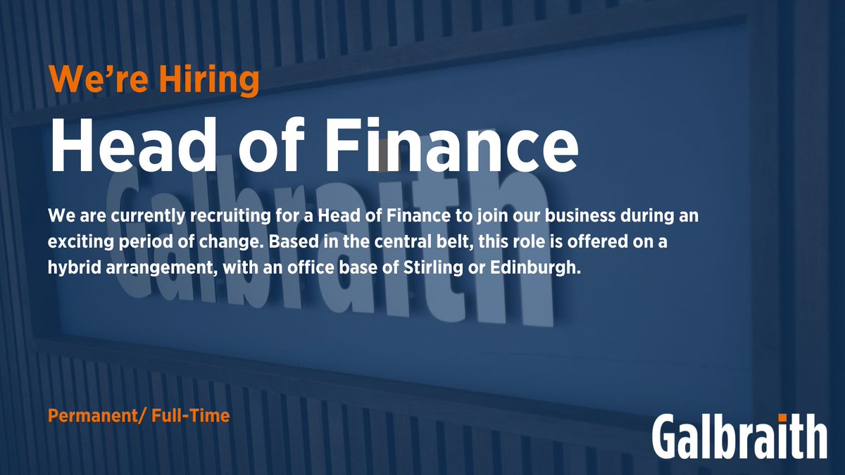 We're Hiring 👋 | Are you an experienced Head of Finance looking for the next step in your career or perhaps an experienced Financial Controller, looking to step up? 👇 More here📲: loom.ly/tNrENa0 #Galbraith | #WereHiring