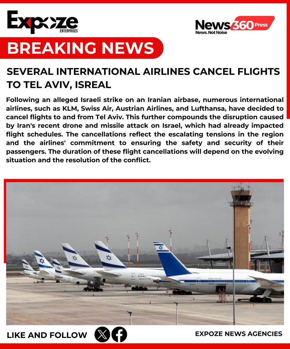 #BREAKING: International Airlines Cancel Flights to Tel Aviv Amid Escalating Tensions in the Middle East

#BreakingNews #InternationalAirlines #FlightCancellations #TelAviv #MiddleEastTensions #GlobalTravel #AirlineUpdates #TravelAlert #SecurityConcerns #TravelDisruptions #Flight