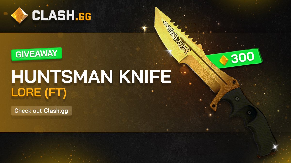 🎁 CS2 Knife Giveaway 🎁 🟨 Huntsman Knife | Lore FT ($300) 🟨 This will be the last one i’d do in awhile, so make sure to join!!! To enter: 💛🔁 Like and Reshare this post ➡️ Follow @clashdotgg + @CSUnfortunate 🔽 Tag a friend #️⃣(optional) check my desc and use my clash