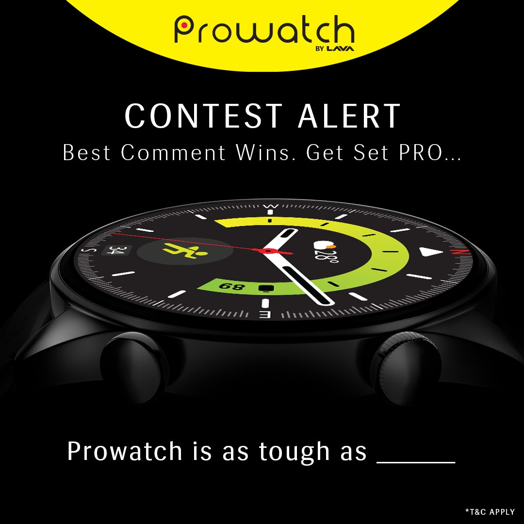 #ContestAlert : Best answer wins the toughest smartwatch in the town. Comment “Prowatch is as tough as _____” with your answer and get a chance to win* Prowatch. 👉Follow @Prozone_in 👉Tag 3 friends and make sure they follow us to be eligible Get set PRO… Launching on 23rd…