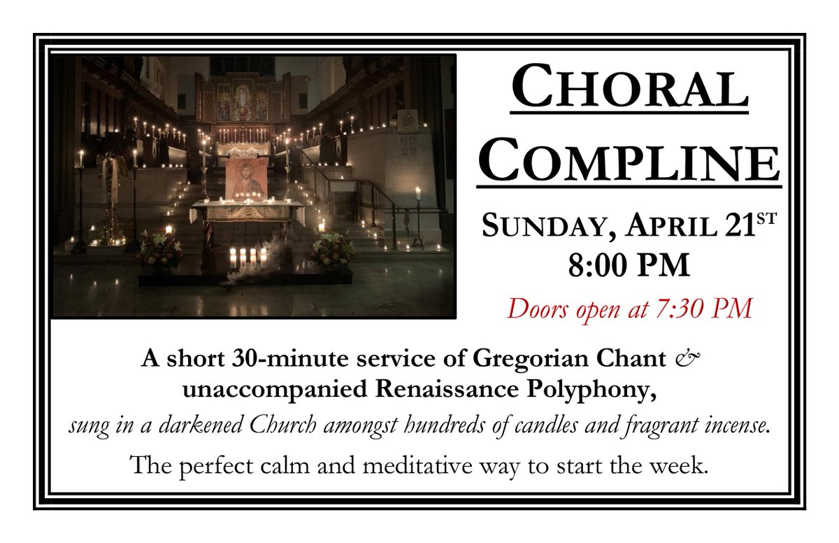 GraceChurchPVD's tweet photo. In addition to our regular 8am and 10am services we have our final Choral Evensong of the choir season this coming Sunday at 4pm as well as Choral Compline at 8pm. We hope you join us! https://t.co/seYIzk1lm6