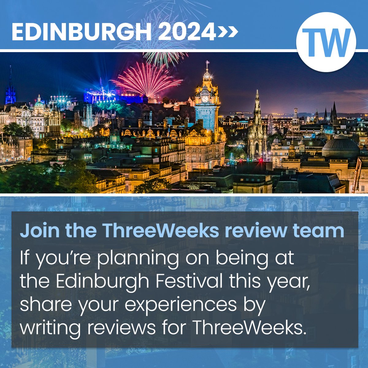We are currently recruiting reviewers to join our team at Edinburgh Festival 2024 - info here: bit.ly/3JtrMkR