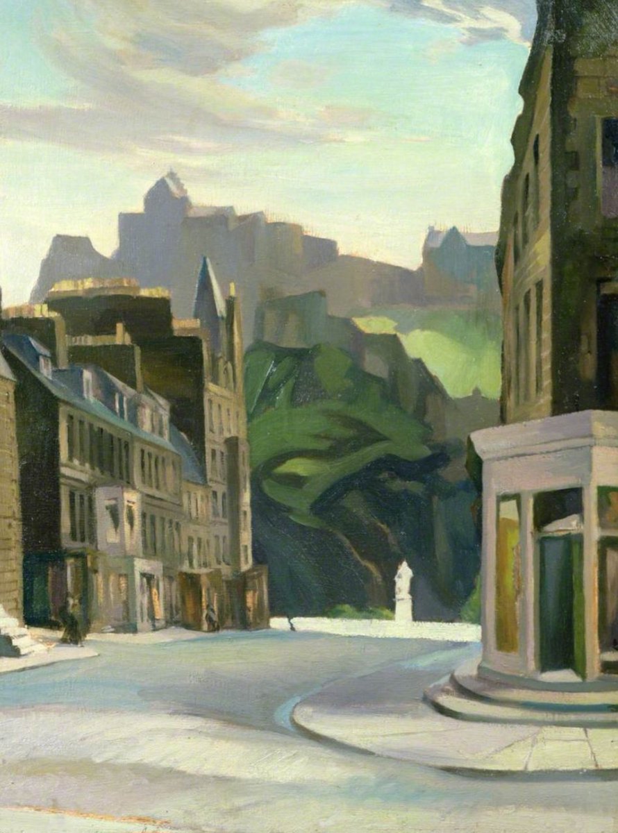 William Crozier lived in Paris in 1923 and studied under the cubist painter André Lhote. He also travelled to Italy, where he was captivated by the bright sunlight. In this picture of Edinburgh Castle from Castle Street (1930) we can see how he has adopted the lessons of Cubism