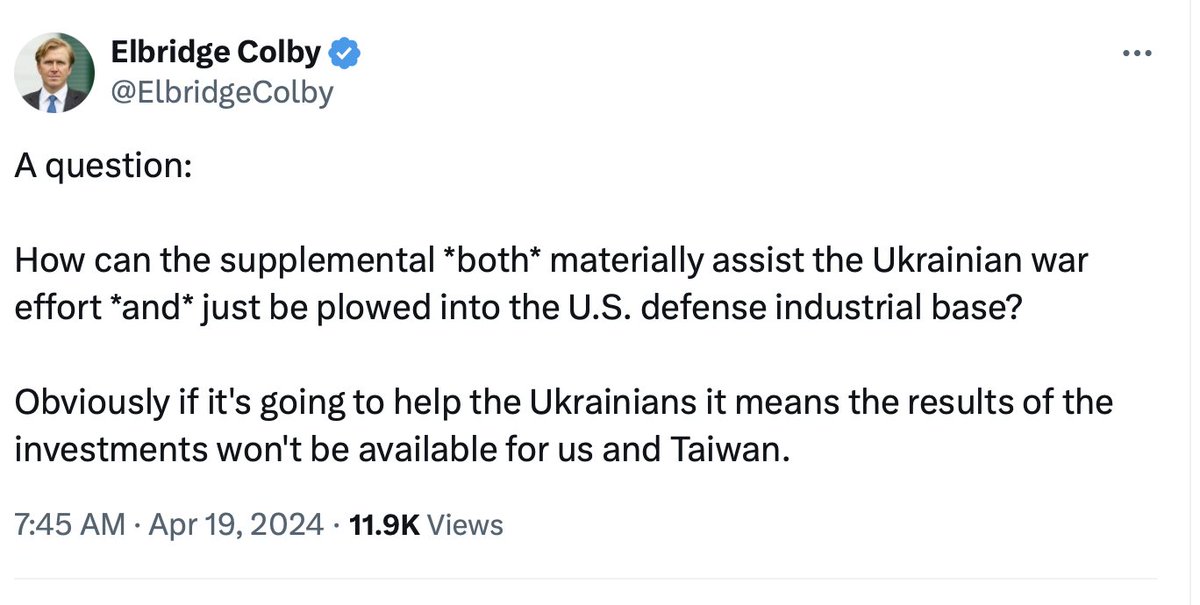 Hi All. Having posted this morning that it looked positive for Johnson's plan to aid both Ukraine and Taiwan, and thinking I could return to my Spain-England 16th C case, I happened to see BColby finally posted a comment on the plan -- and got some 11,000 views in 45 minutes.