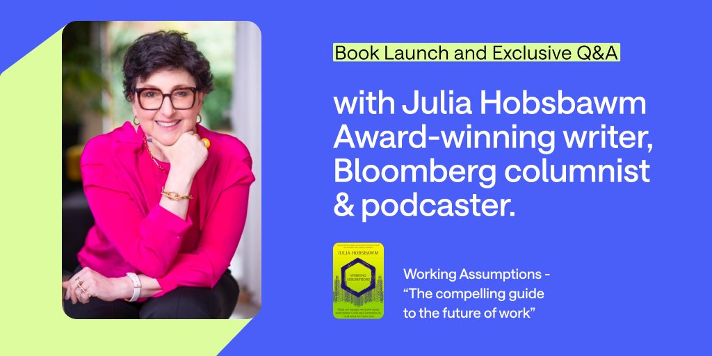 Clear your calendar: we're hosting @juliahobsbawm for an exclusive Q&A + launch of her new book - Working Assumptions 👇 📆 9-11am, 1st May 2024 📍Multiverse, W2 6LG 🎙️ Q&A hosted by @JimmysJobs Limited spaces available: info.multiverse.io/julia-hobsbawm… #FutureofWork #BookLaunch