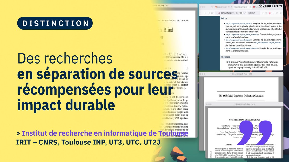 Les trois co-auteurs d'un article de 2006, dont @cfevotte, directeur de recherche à l'@IRIToulouse, viennent d’être récompensés pour l’impact durable de leur publication par l’IEEE, avec près de 20 ans de recul. ins2i.cnrs.fr/fr/cnrsinfo/de…