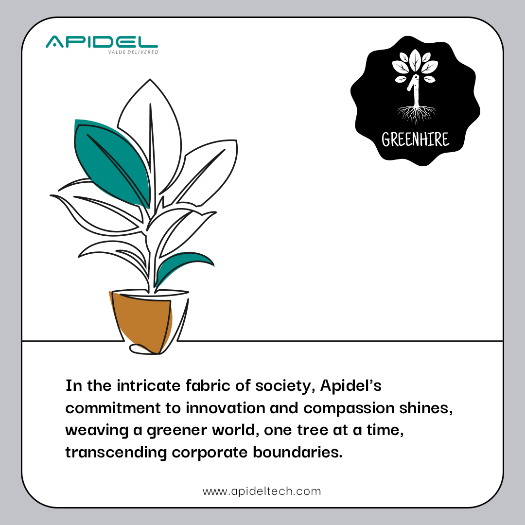 Each Tree, a Testament to Innovation and Compassion: Join Apidel Technologies' Green Hire Initiative Today! 🌳

#GreenHire #GrowWithApidel #GreenInitiative #SustainableStaffing #ApidelTechnologies #StaffingIndustry