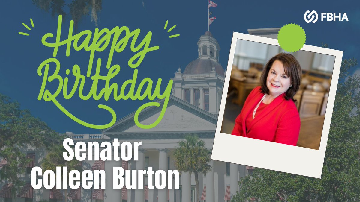 Floridabha__'s tweet photo. From all of us at FBHA, we wish Senator @ColleenLBurton a very happy birthday! Thank you for your leadership and commitment to Florida's mental health and substance use disorder treatment system. We hope you have a wonderful day. https://t.co/yO2nkhgZua