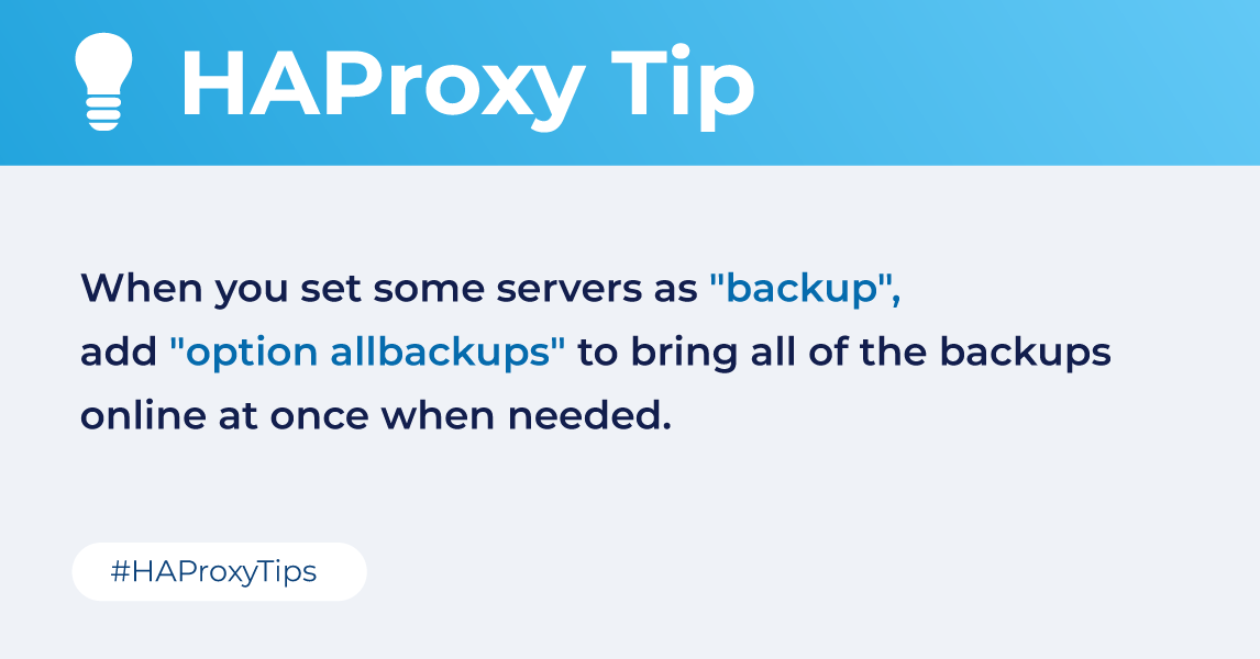 HAProxy's tweet photo. Keep your servers safe with this backup tip! π
#HAProxyTips https://t.co/bl9ACF4yhn
