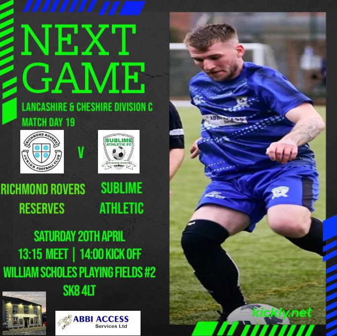 This week it’s back to league business as the lads travel to <a href="/RichmondROAFC/">RichmondRoversFC</a> in division c game the lads are looking to stay at the summit of the table with a big 3 points on offer wish us luck 💚🖤 #upthesublime 💚🖤