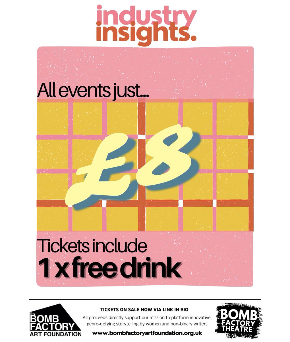 BombFactTheatre's tweet photo. Don’t miss out on our £8 tickets including a FREE drink! Industry Insights starts next Sunday with our first guest, renowned Theatre Director Lindsay Posner! A huge opportunity for any actors / directors / creatives NOT TO BE MISSED! https://t.co/NKLRIZn8dh