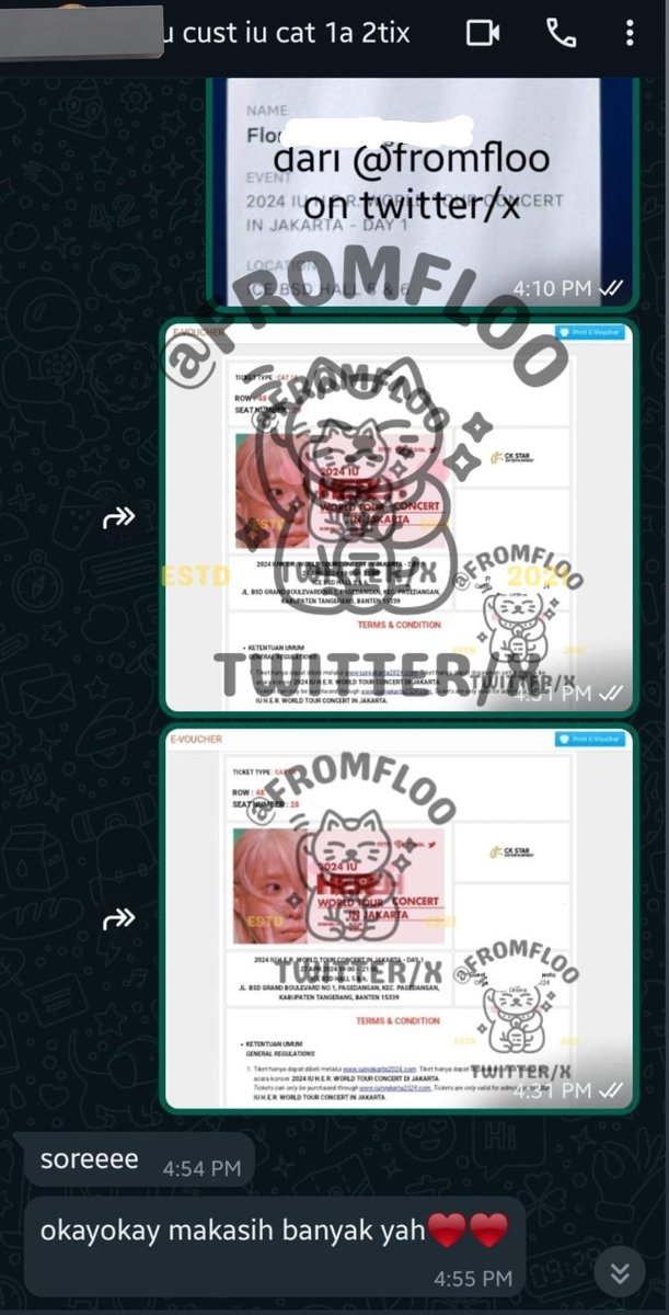 fromfloo's tweet photo. testi wts tiket konser iu day 1 (2tix) dan rtb twice 2023 https://t.co/k9jq8BNrgH